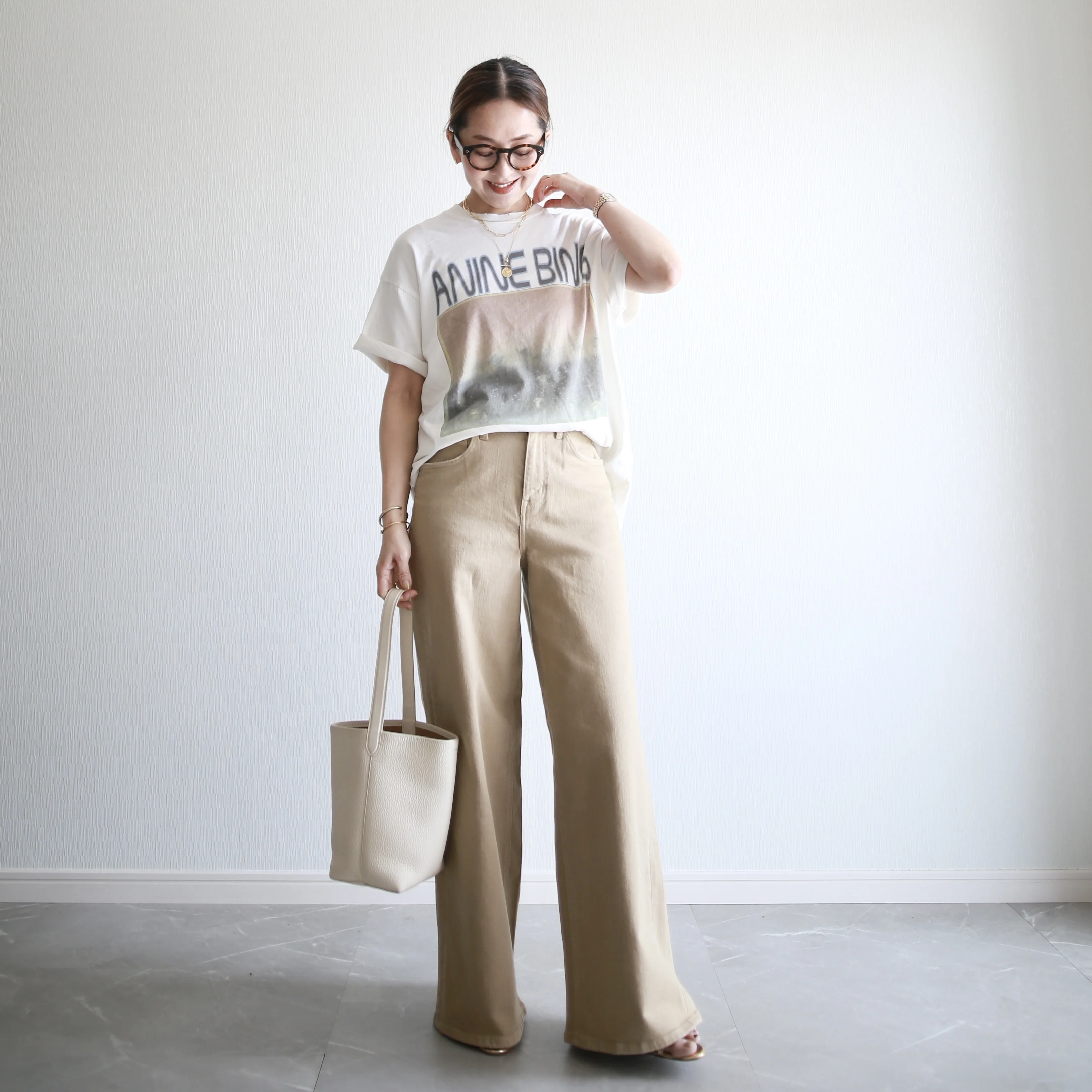 marisol bemiコラボ ベージュデニム　別注　healthydenim pinkpepper wide 着回し