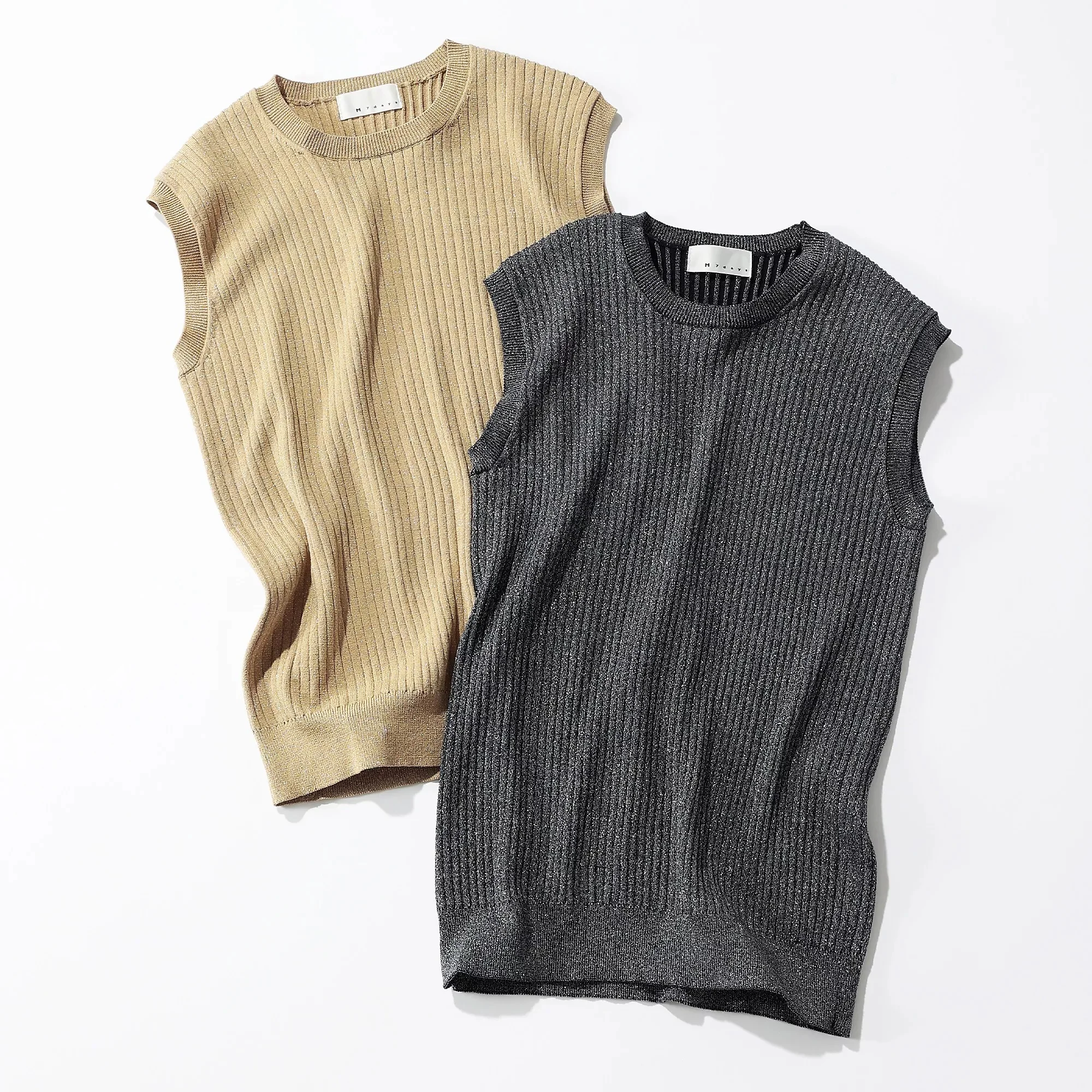 M7days ラメ入りノースリニット