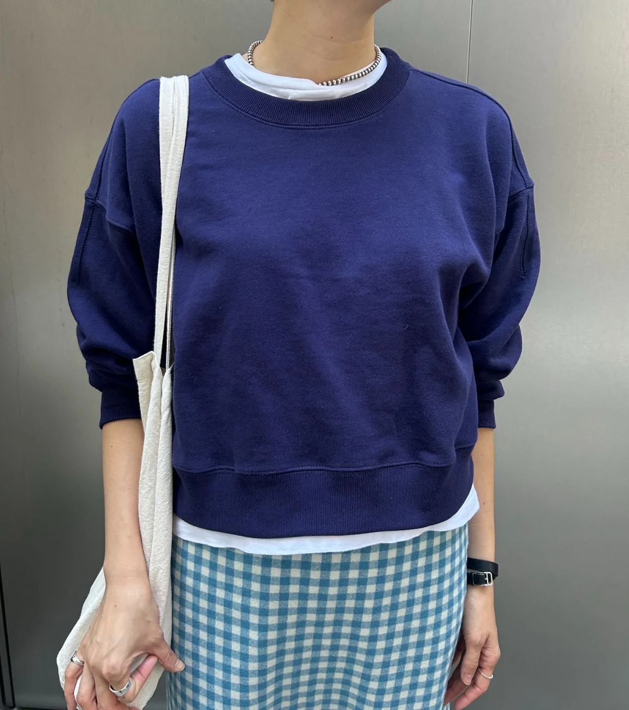 斉藤くみ×GOAT スウェットトップス ネイビー