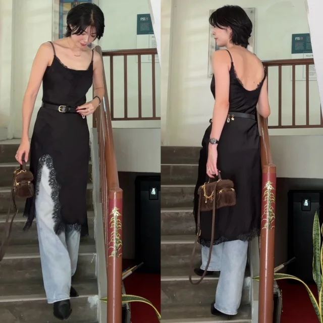 40代こそ楽しみたい“ランジェリー風ワンピ×デニム”の大人ミックスコーデ