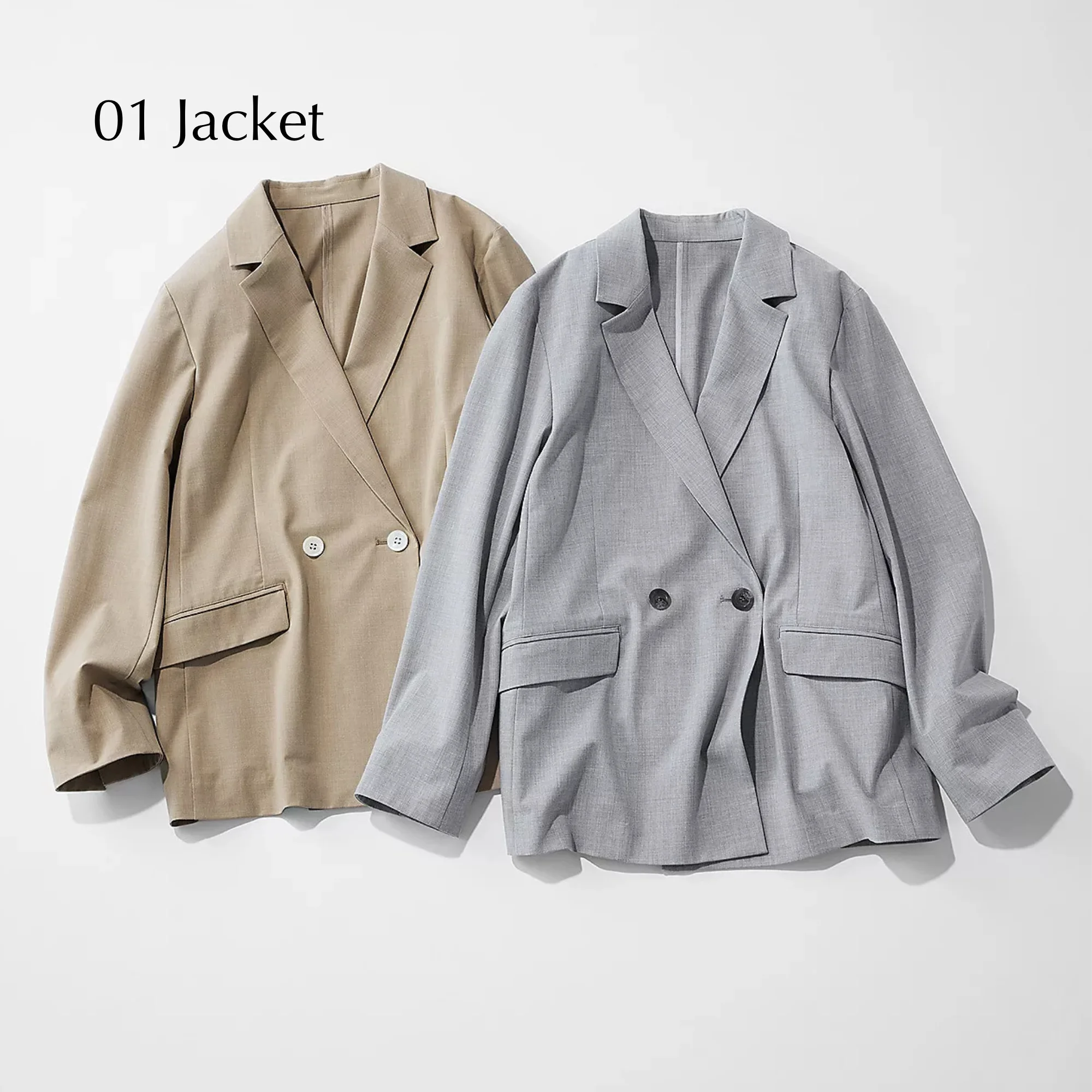 M7days 【接触冷感】テーラードジャケット／ベージュ・グレー・サイズ FREE