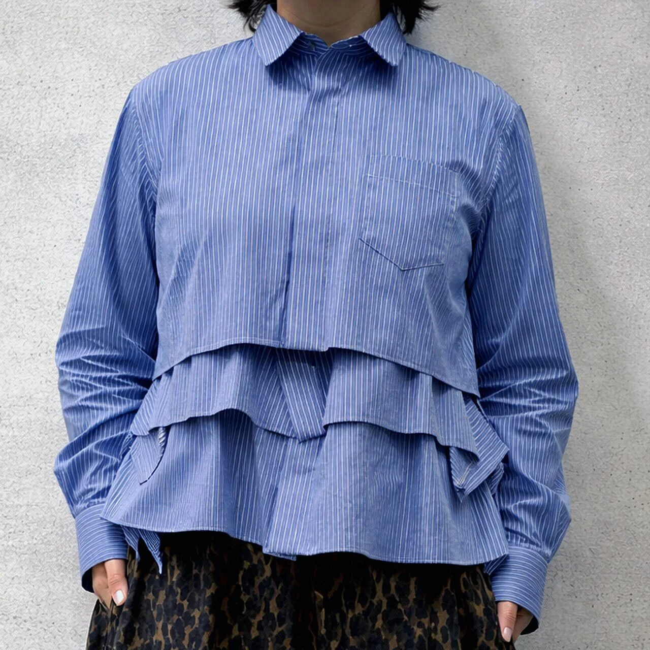 サカイ　ブルーのポプリンシャツ　