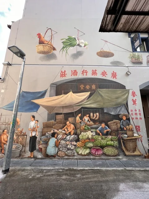 シンガポール　チャイナタウン　壁画