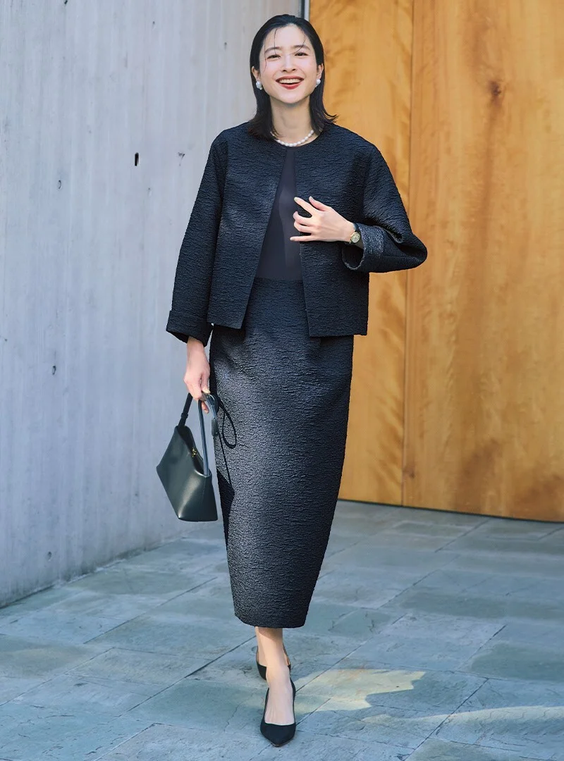 M7days
【東原妙子さんコラボ】【洗える】腰高ジャカードドッキングワンピース