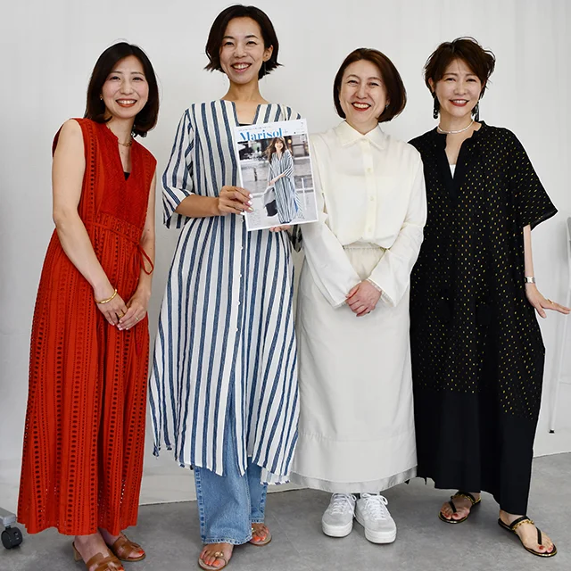 M7days インスタライブ Marisol美女組 マリソル OURWACOAL 40代ファッション ORSETTO VASIC NEBULONIE ゴムストラップヒール ストライプワンピース COUTURED'ADAM 涼やか 着映え アラフォーコーデ アンスクリア ヌキテパ