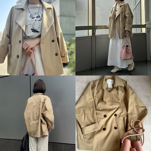 【気温20℃】朝晩ひんやりの日に。ショートトレンチでつくる春の淡色コーデ3選_1_1