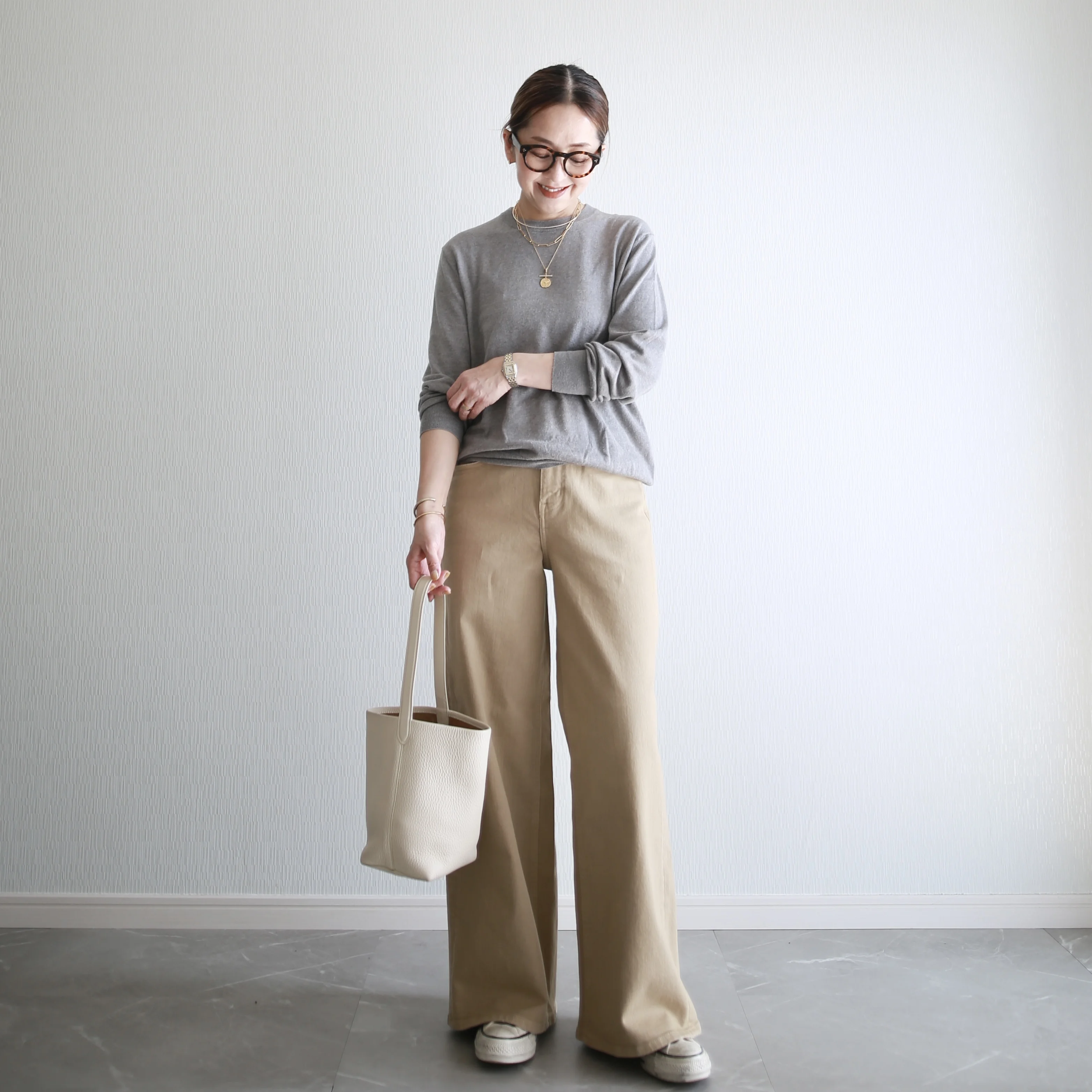 marisol bemiコラボ ベージュデニム　別注　healthydenim pinkpepper wide 着回し