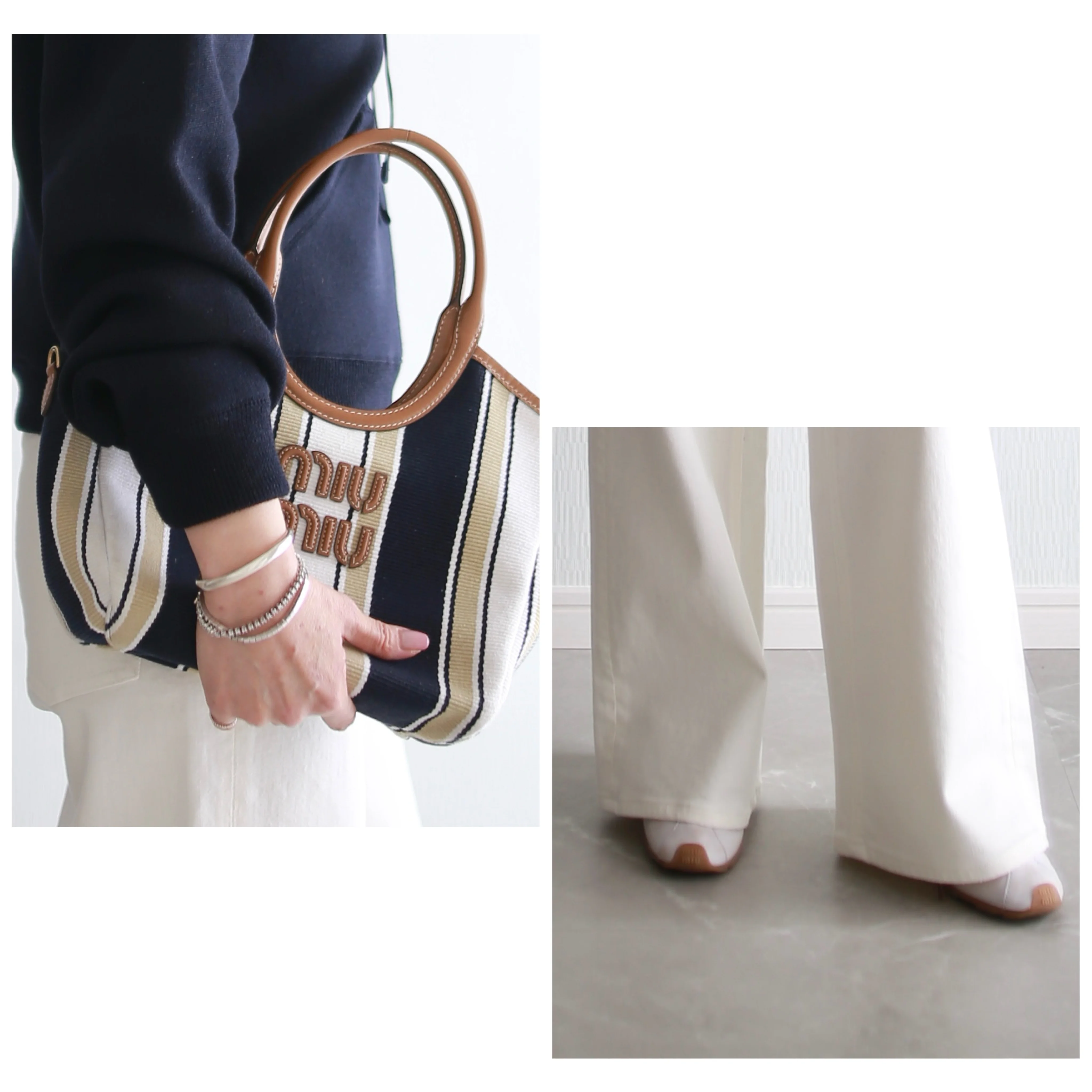 着こなし術　小柄　miumiu marisol bemiコラボ ホワイトデニム　別注　ホワイトデニム　healthydenim pinkpepper wide