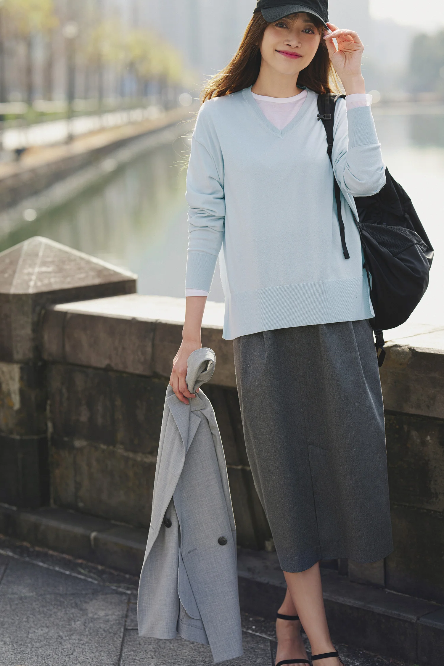 【洗える】タックコクーンスカート