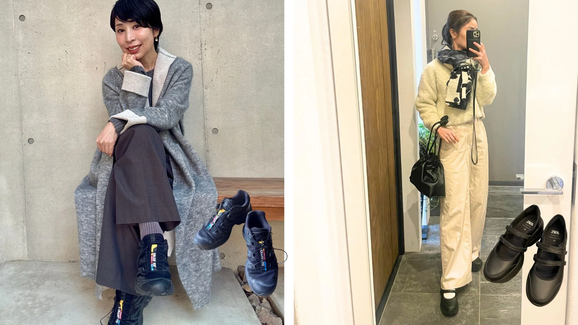 美女組Ayakoとsenのスニーカーコーデ