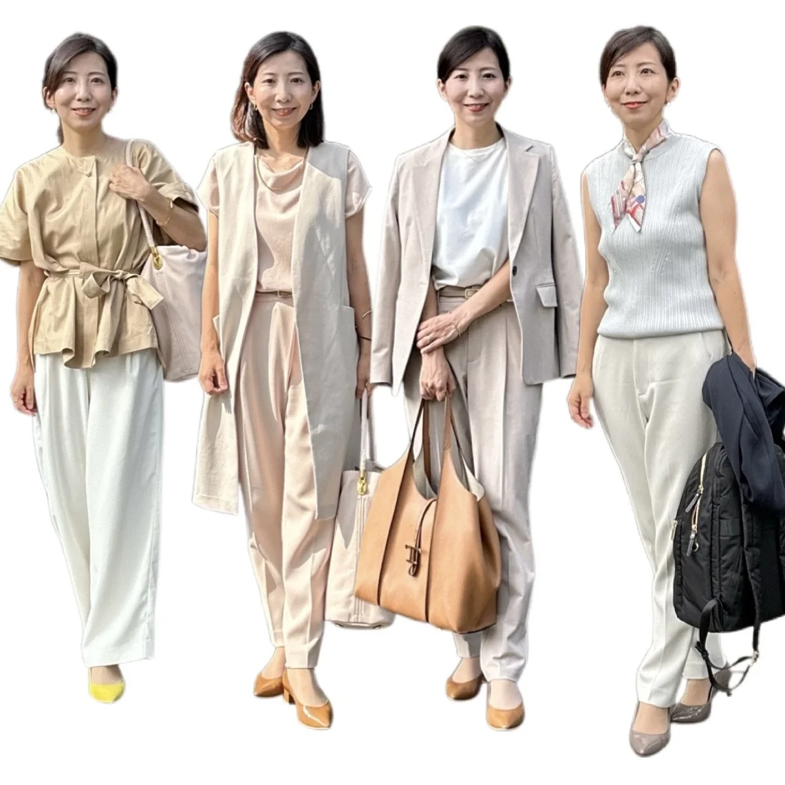 【7月の通勤コーデ】暑くても涼しさときちんと見えを両立したい！淡色通勤スタイル４選
