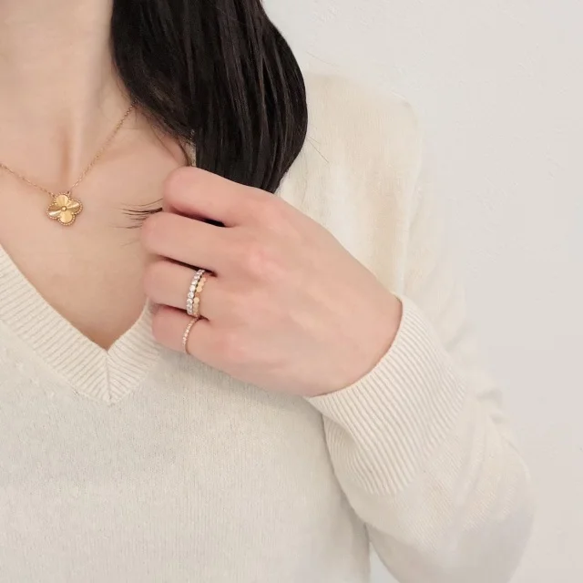 地金ミックス、地金MIX、ジュエリーコーデ、アルハンブラ、ヴァンクリーフ、ビードゥショーメ、ショーメ