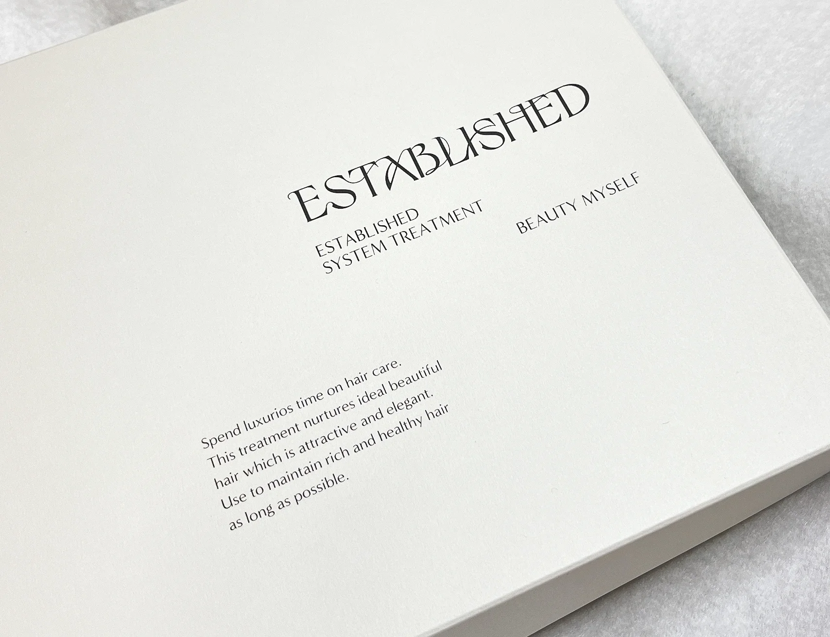 ESTABLISHED（エスタブリッシュ）のヘアケア　「エスタブリッシュ システムトリートメント」　外箱の写真