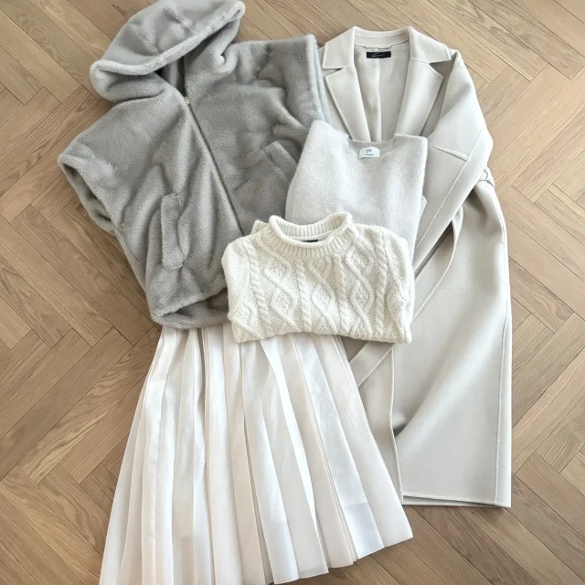 ホワイトトーンで作る、アラフォー冬ファッション