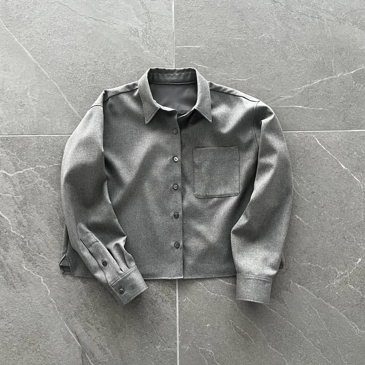 ツイード風シャツ グレー