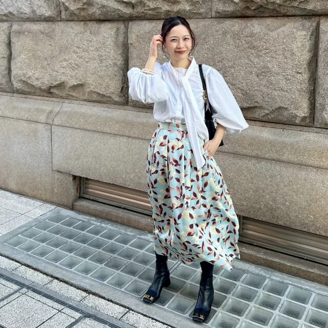 【M7days】フラワープリントスカートコーデ3
