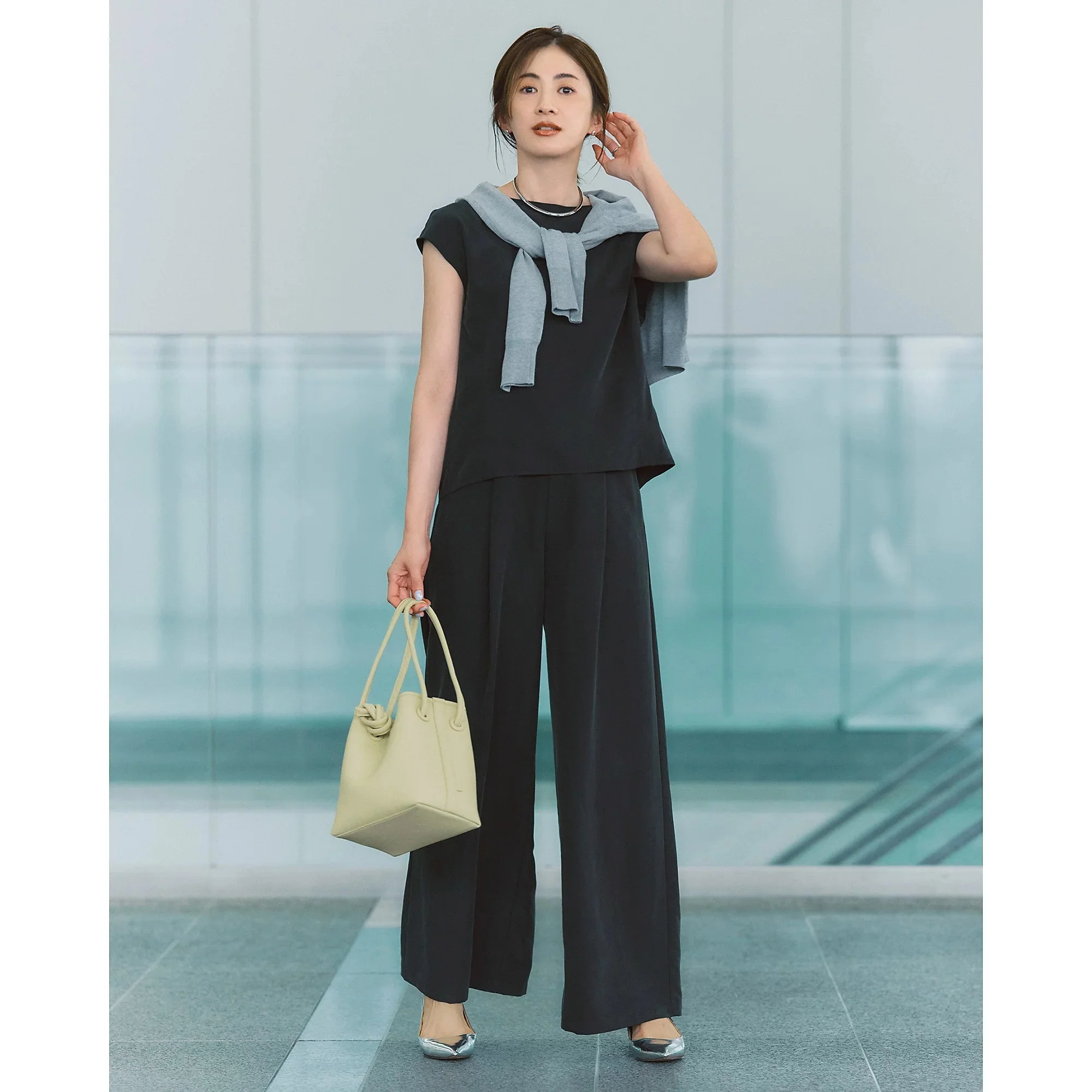 M7days 【高園あずささんコラボ】フィブリルタック入りワイドパンツ