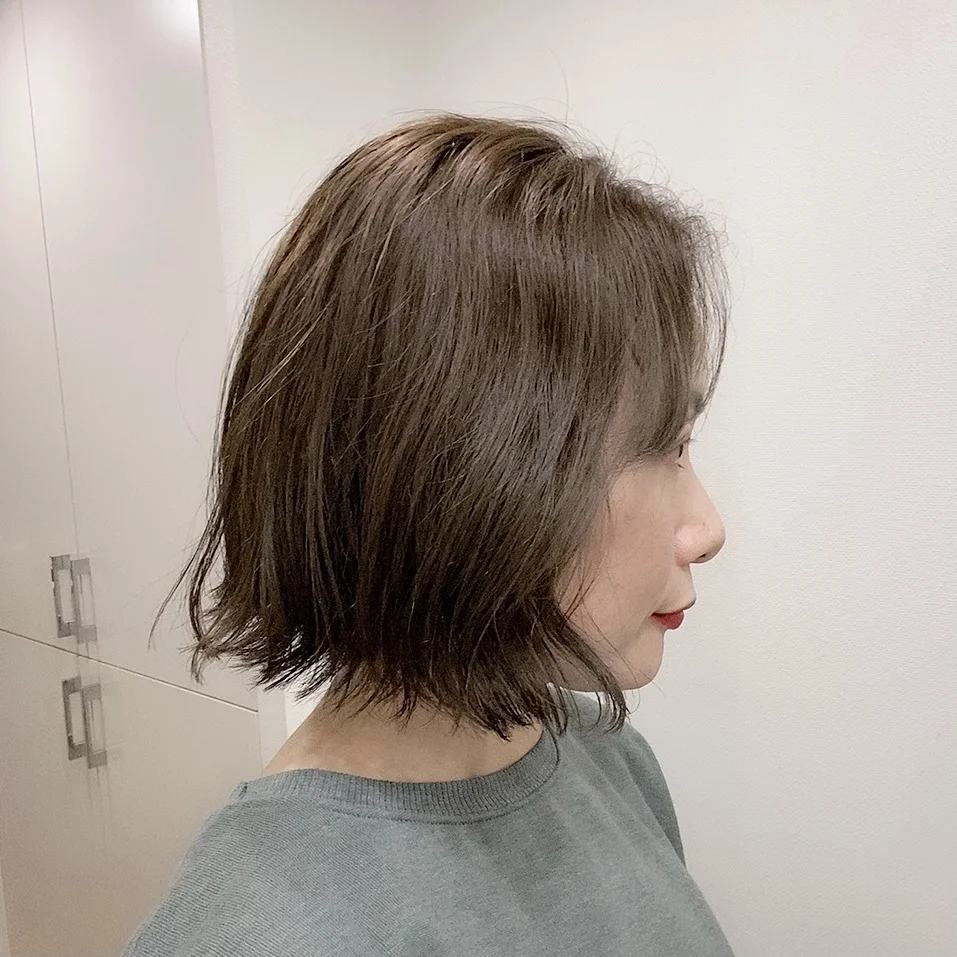 ヘアメンテ☆カラーは透けるアッシュグリーン