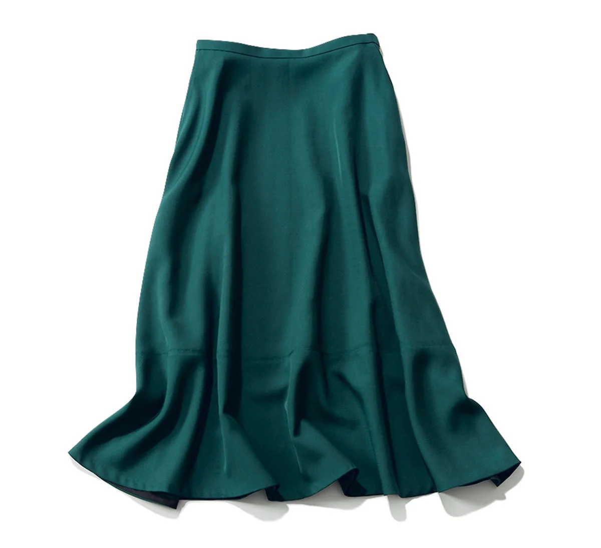 フレアデザインのグリーンスカート