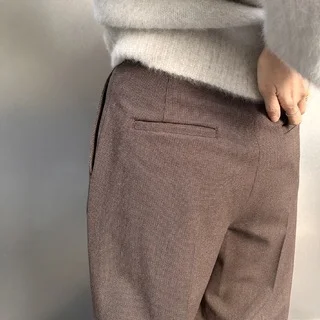 M7days　裏起毛セミワイドタックパンツ