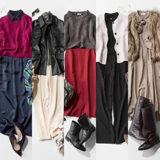 上品ボルドーニットのランチコーデからエレガントな女子会スタイルまで【アラフォーの１週間コーデ】