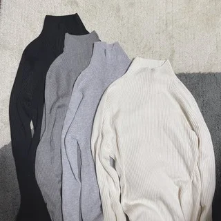 #マメクロ 思わず全色買いの3Dリブハイネックセーター