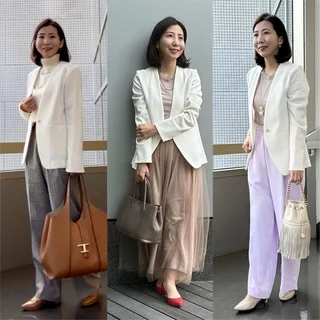 【冬の通勤コーデ】白ジャケットで作る冬の華やぎ通勤スタイル！