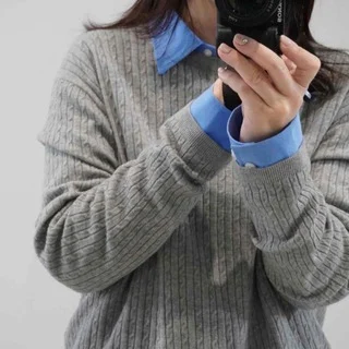 ミニケーブルクルーネックセーター  04 GRAY