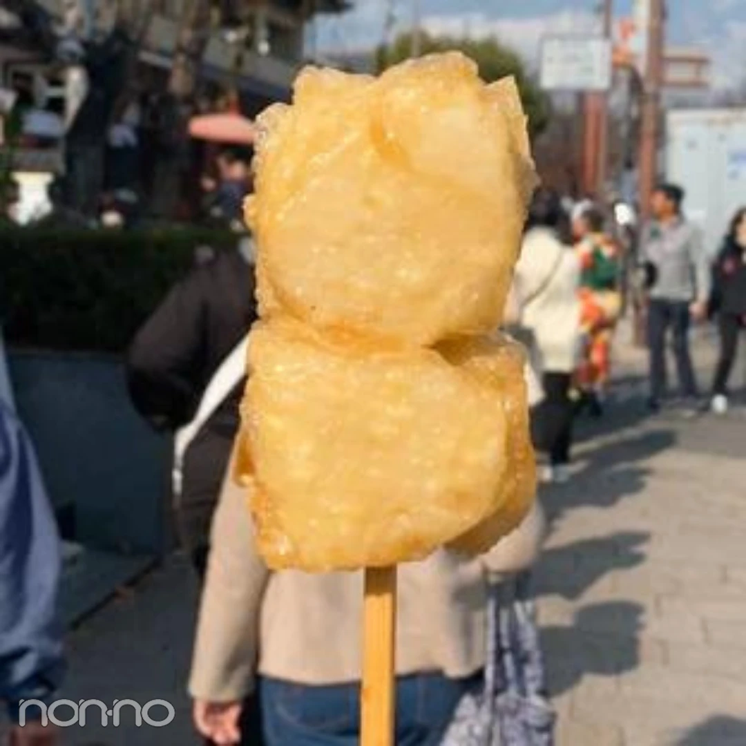 【京都・グルメ】嵐山で食べ歩いた日記事内「ゆばチーズ」画像