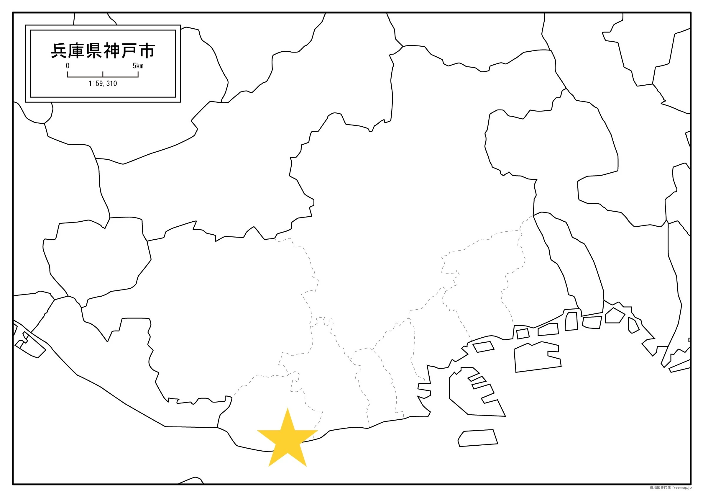 兵庫県神戸市の白地図