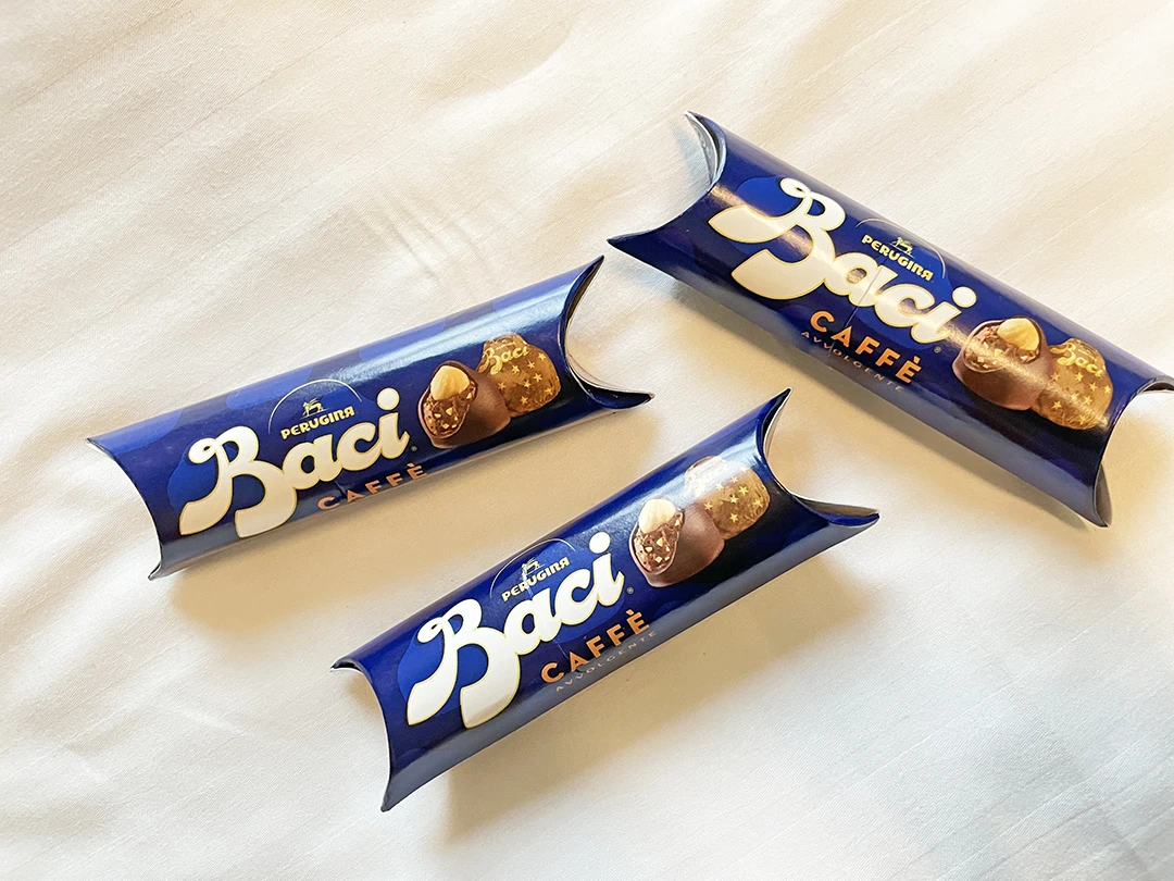 Bacciの3個入りチョコレート（€1.99）。