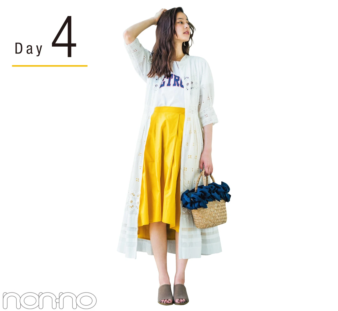 新木優子のきれい色揺れスカート着回し♡ ￥4250で最高おしゃれな４Days！_1_2-4