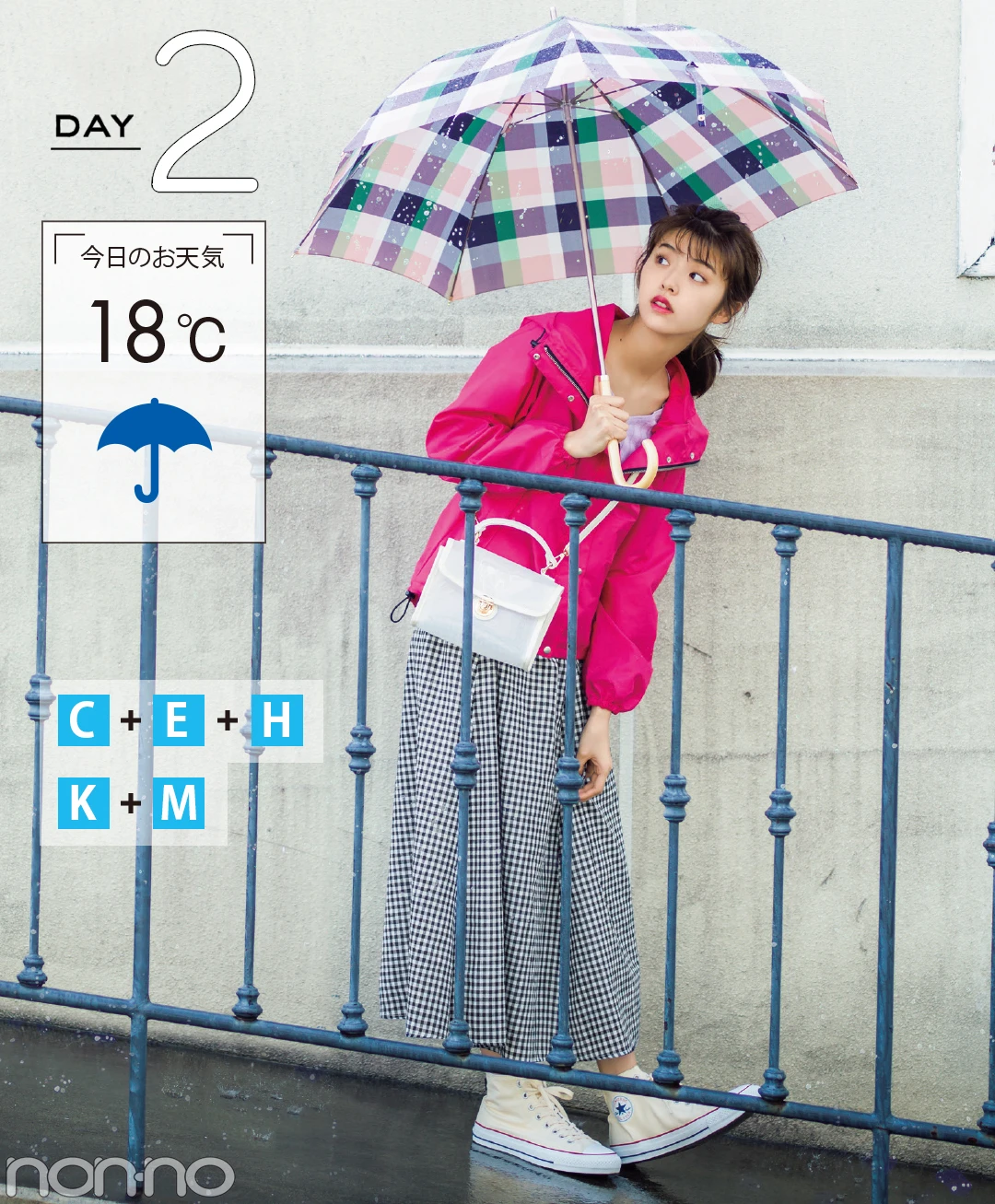 【夏のスニーカーコーデ】鈴木優華は、ハッピーなピンク＆チェックで憂うつな気分を一掃！