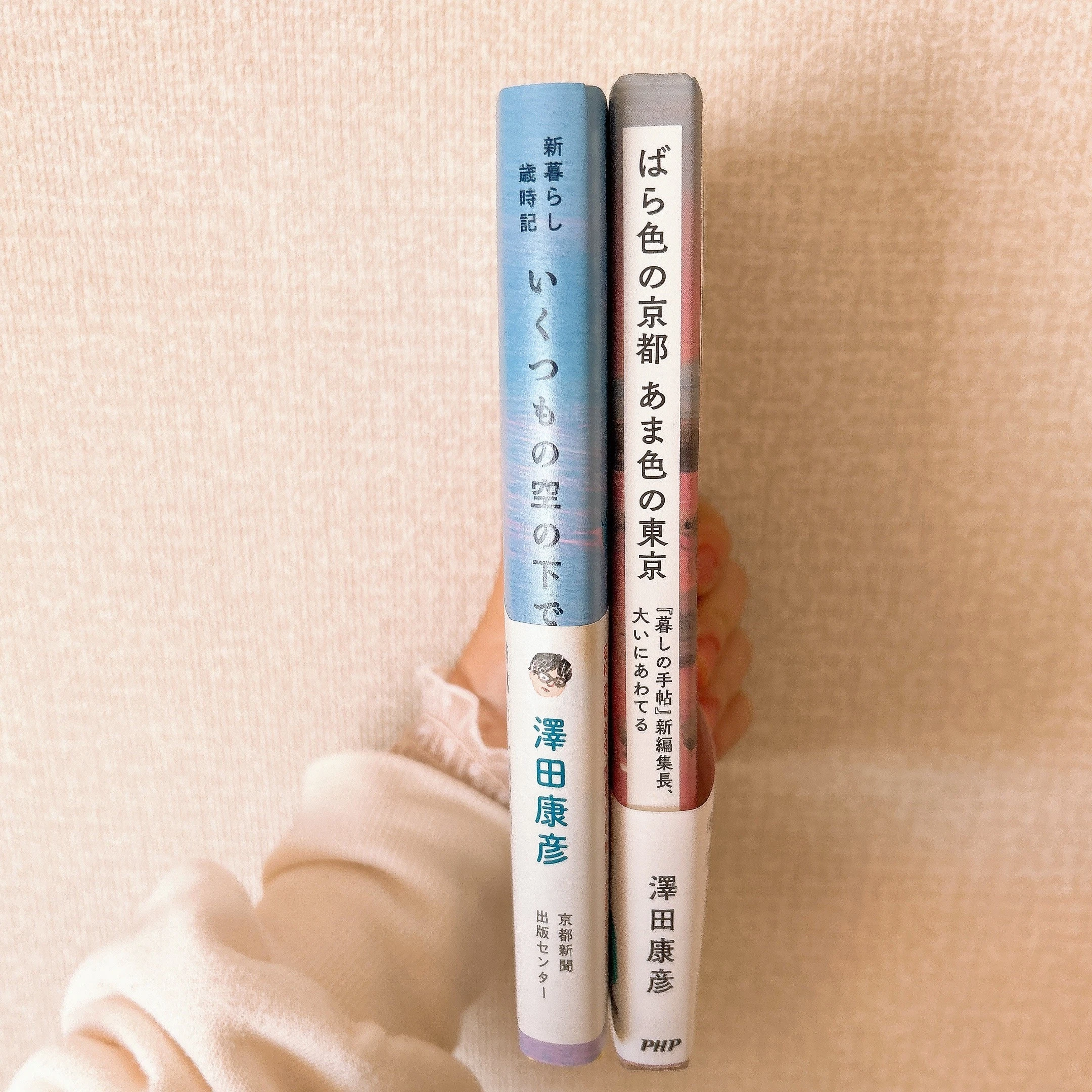 購入品の本。著：澤田康彦『いくつもの空の下で』『バラ色の京都あま色の東京』