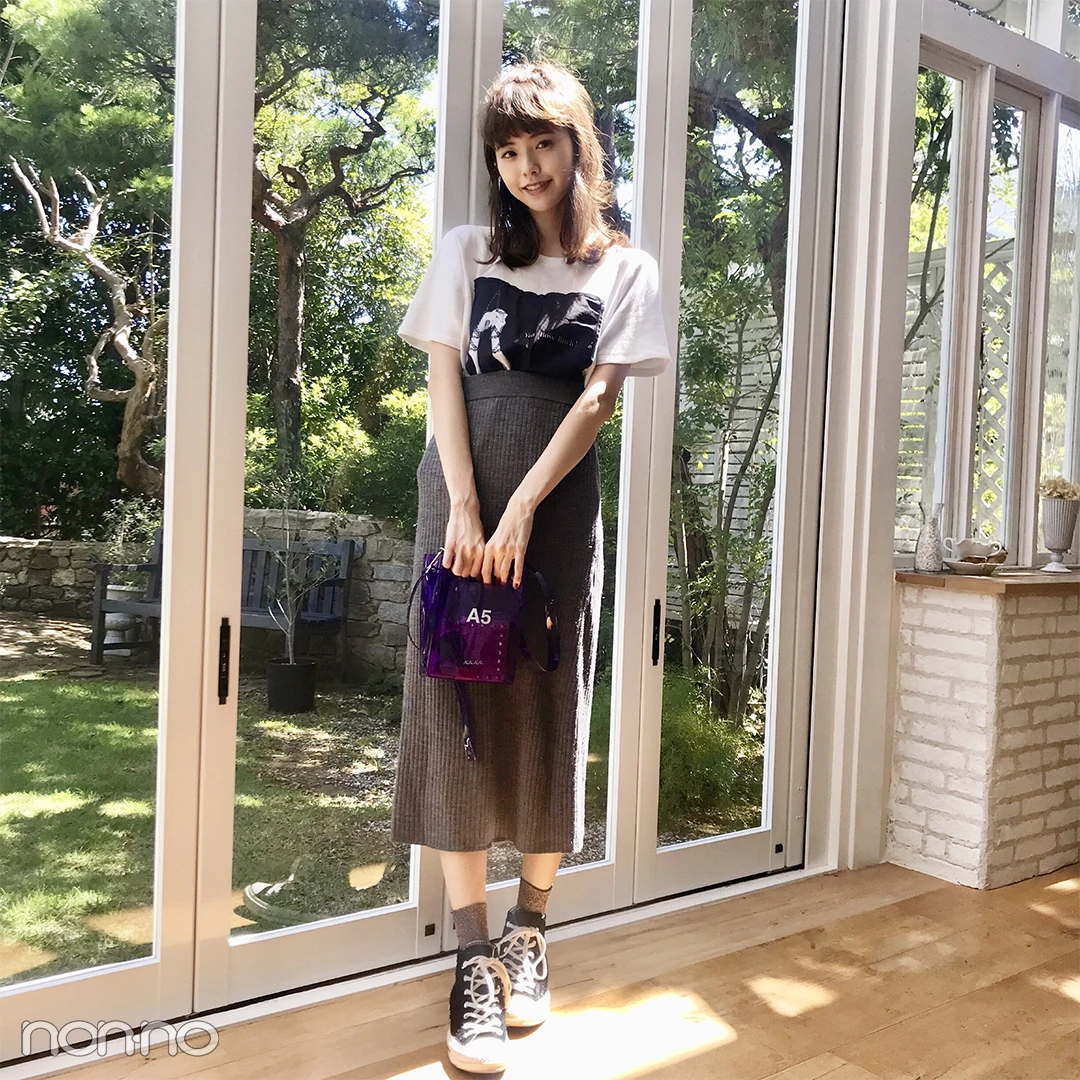 鈴木優華はユニクロのニットスカートをトレンド小物で♡【モデルの私服】_1_1