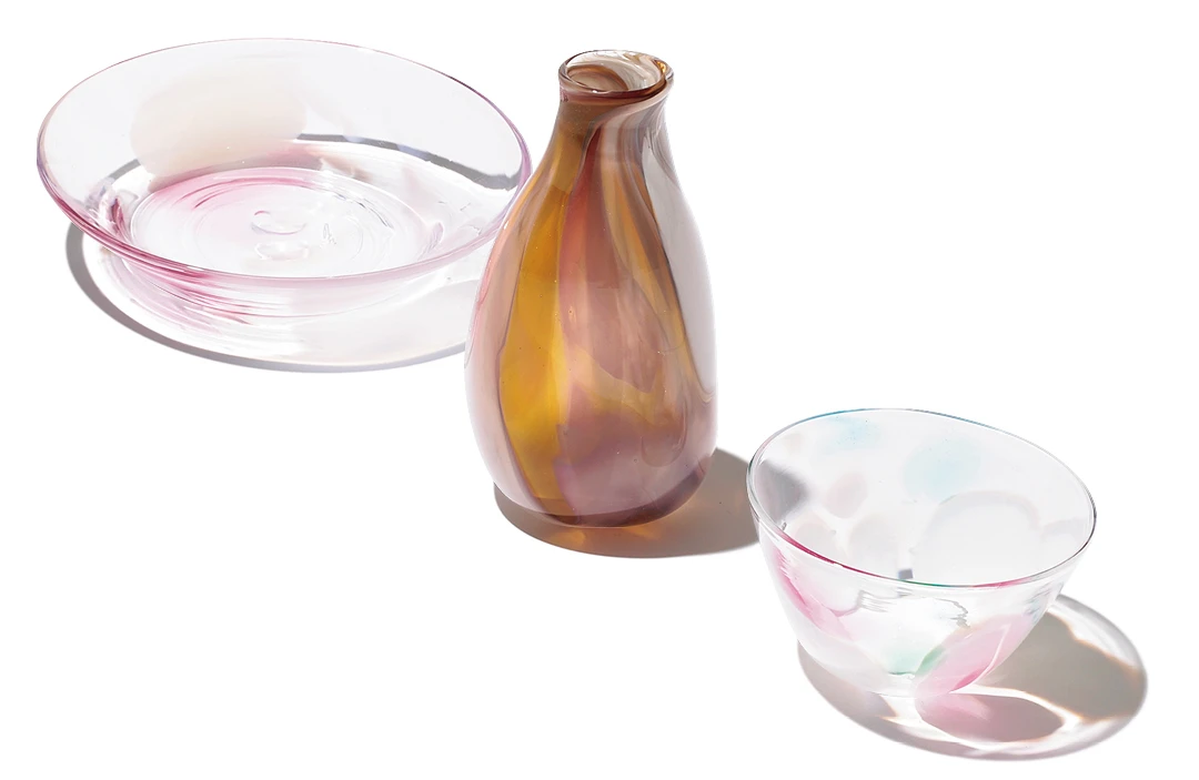 en.glassdesignのリム鉢とフラワーベースとボウル