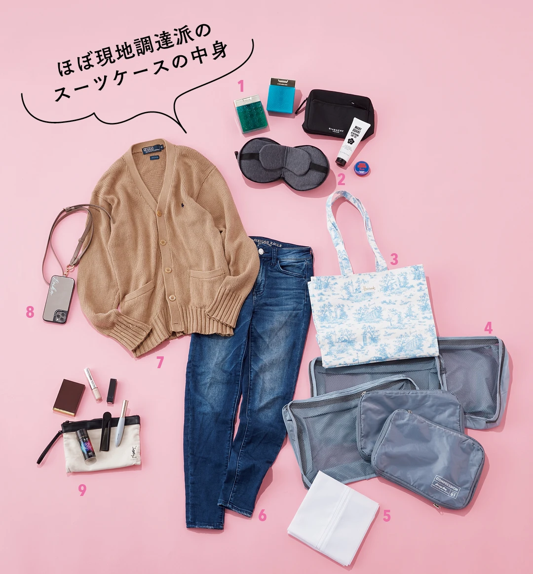 大学3年生 有賀怜香さんのスーツケースの中身メインカット-ほぼ現地調達派のスーツケースの中身