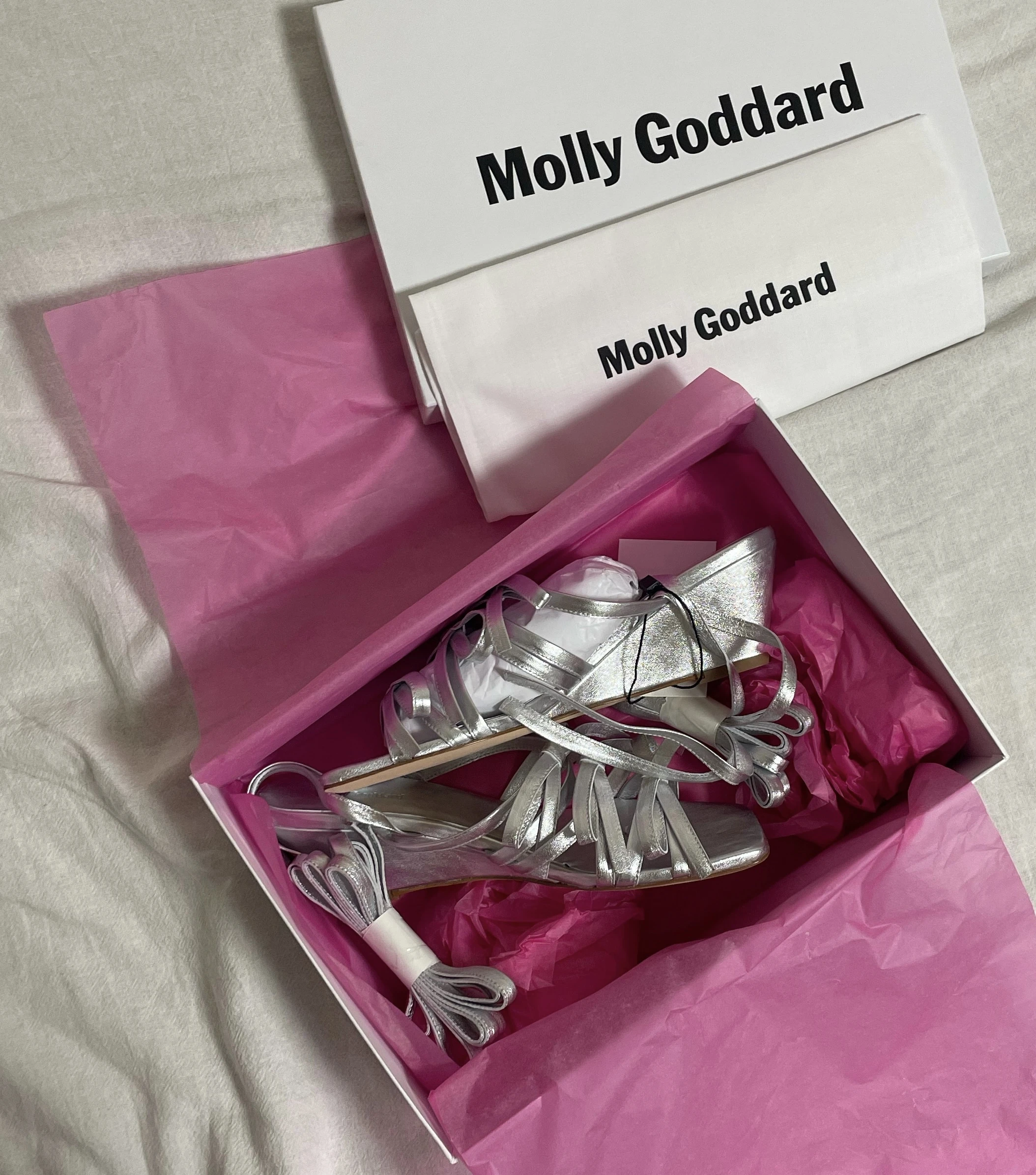 【Molly Goddard】リボンいっぱい！キュートなシルバーサンダル_1_1