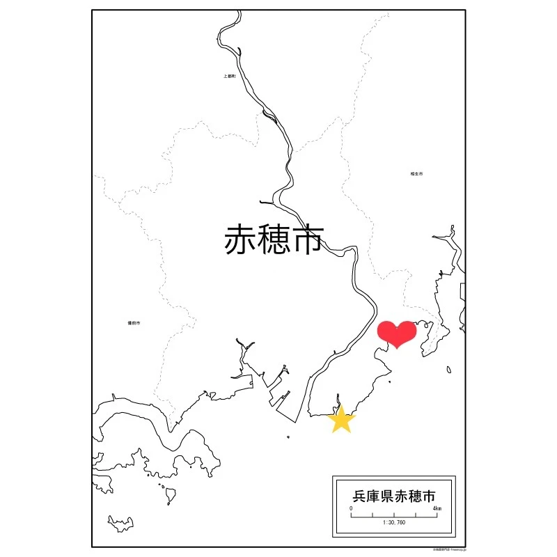 兵庫県赤穂市 白地図
