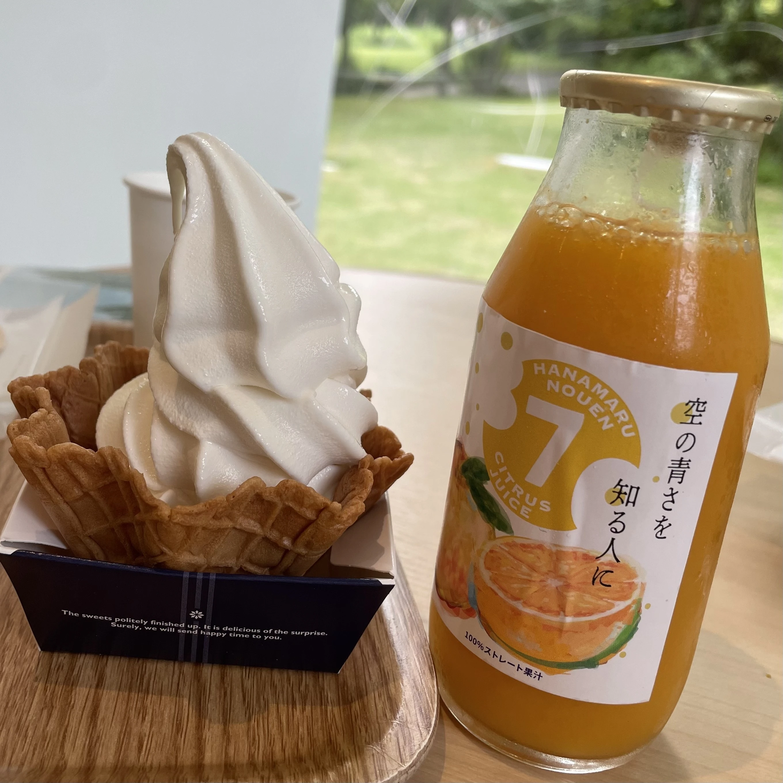 「The Hakone Open-Air Museum Cafe」のドリンクとソフトクリーム