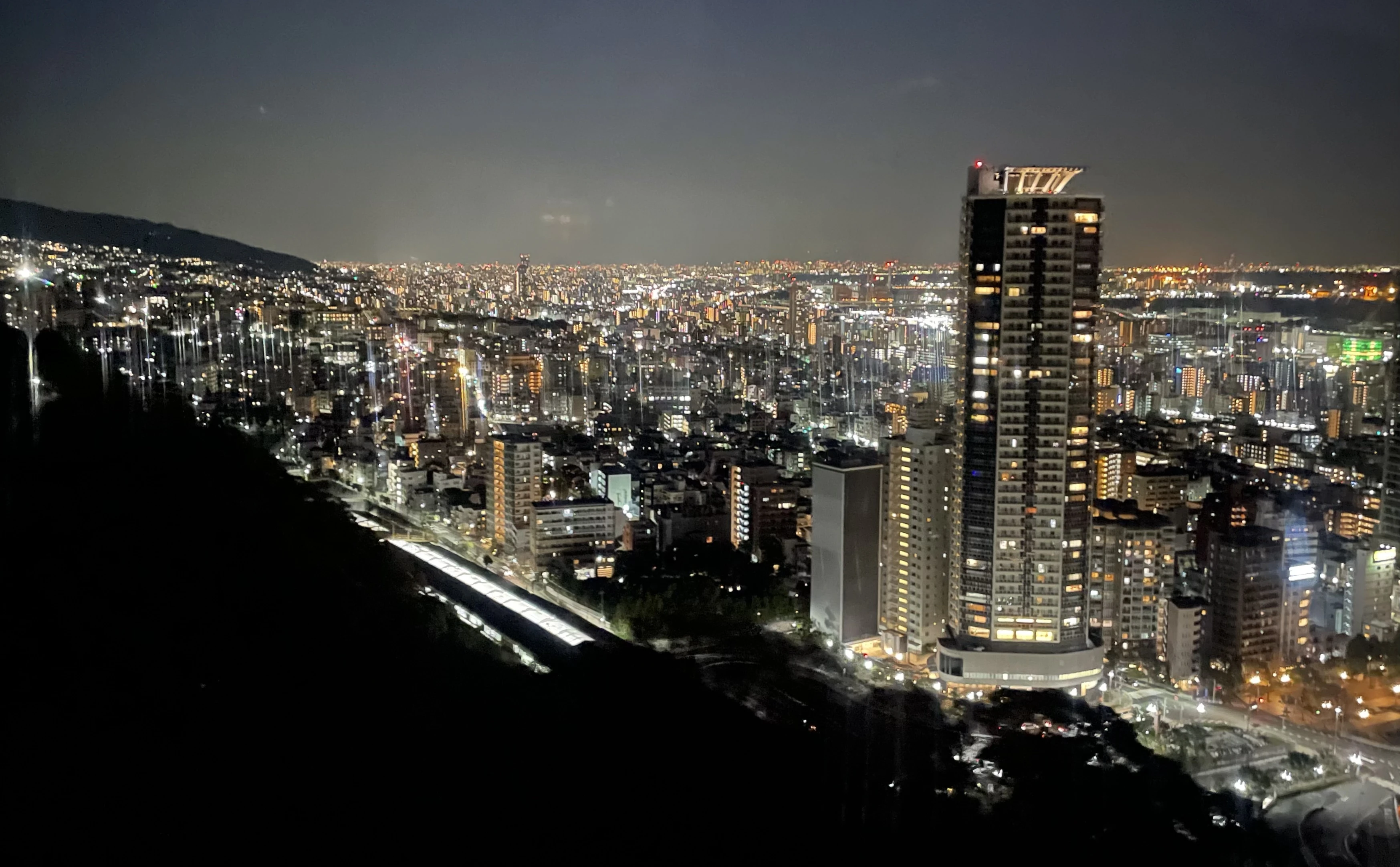 ロープウェイから見える神戸の夜景