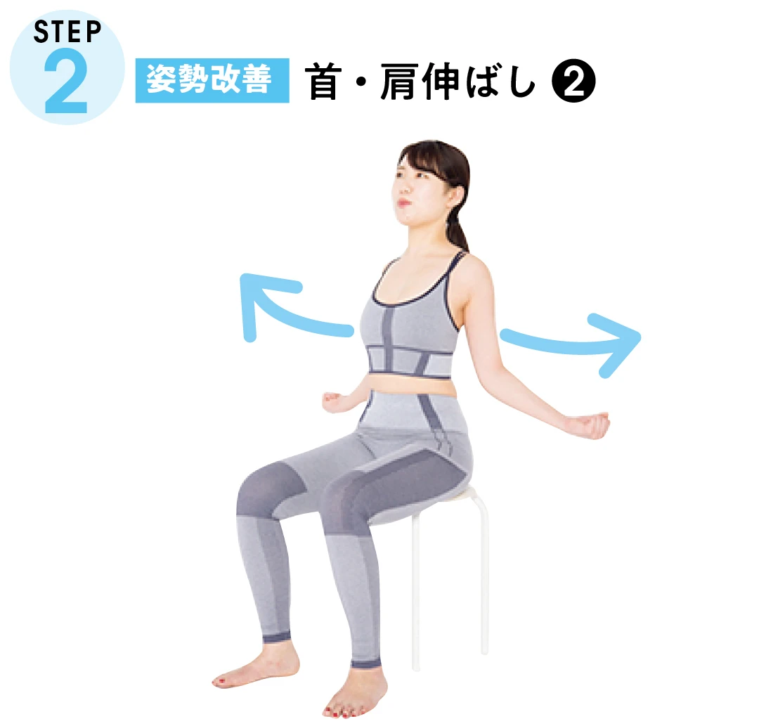 STEP２　姿勢改善　首・肩伸ばし-２
