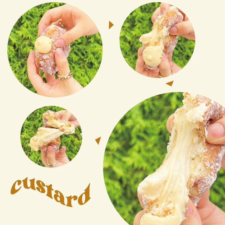 アイムドーナツのクリームドーナツ　カスタードドーナツの断面図