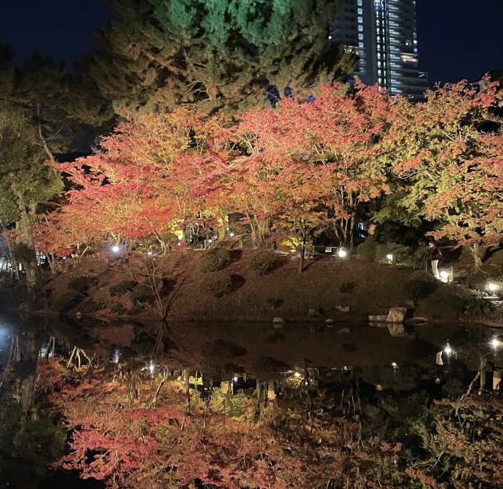 広島の縮景園の紅葉