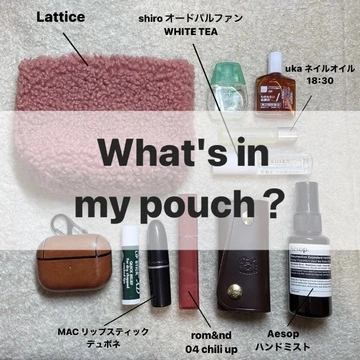 【What&#039;s in my pouch？】shiro、mac、Aesopなどなど、、、！持ち歩きポーチの中身紹介！