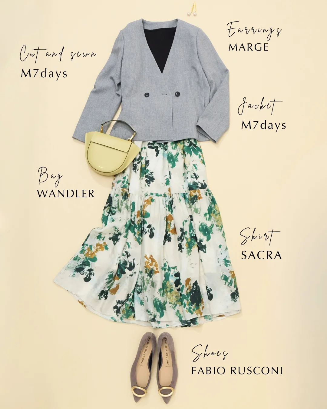 春の通勤花柄スカートコーデ