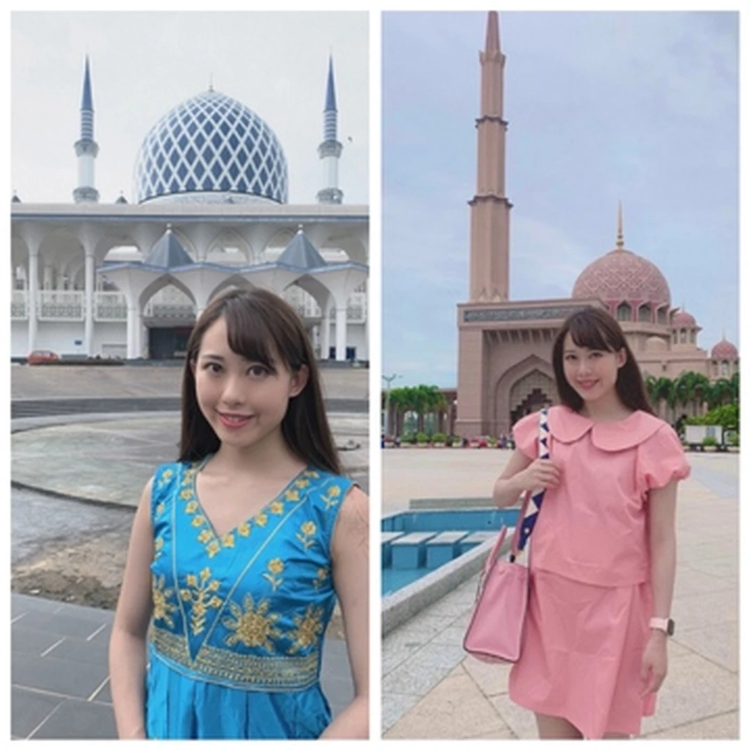 映え女子旅♡ピンクとブルーのマスク in マレーシア