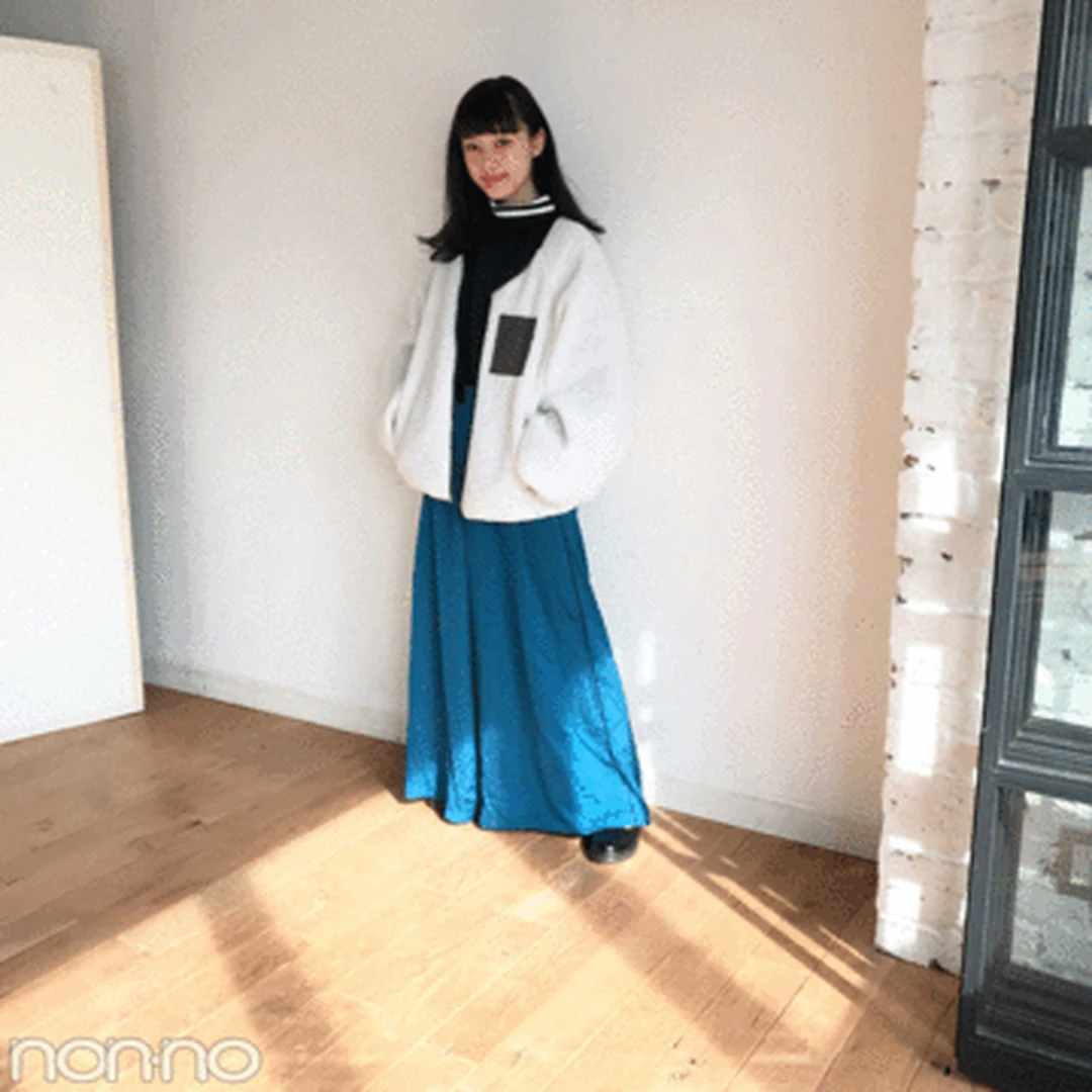 山田愛奈のふわもこブルゾンコーデが可愛い！【モデルの私服スナップ】